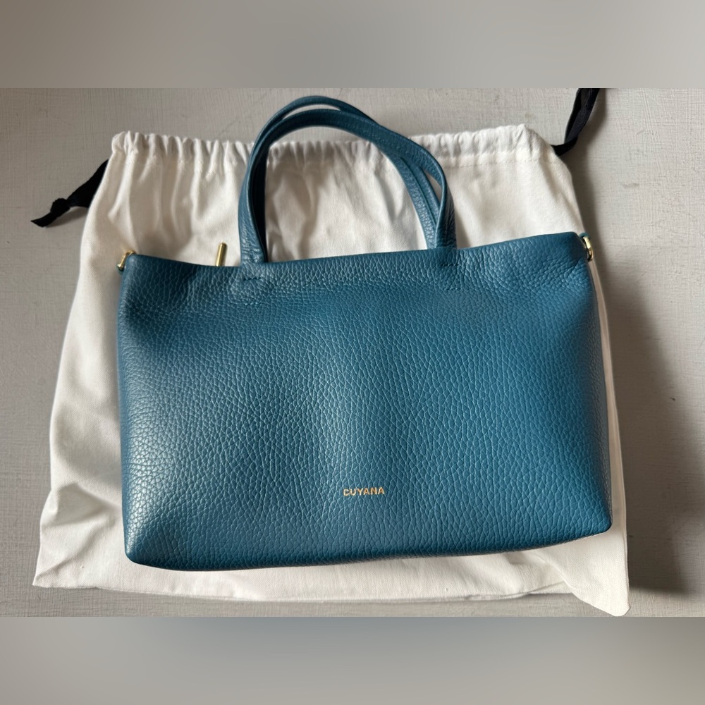 NWT Cuyana Mini Easy Zipper Tote in Jade Pebbled Leather - Picture 4 of 12